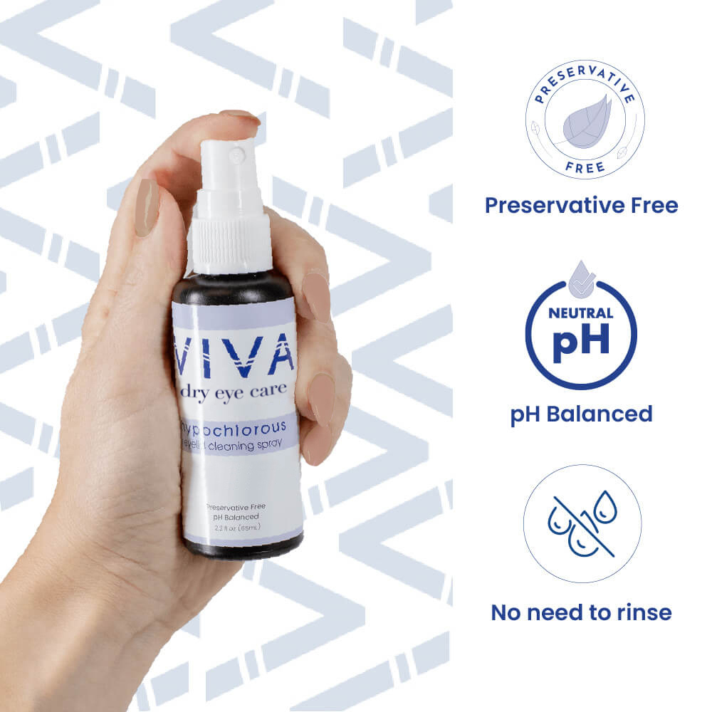 VIVA Hypochlorous Eyelid Cleansing Spray | Gentle Eyelid & Lash Cleanser | Removes Dirt, Oil & Makeup | 2.2 fl oz - Image 3